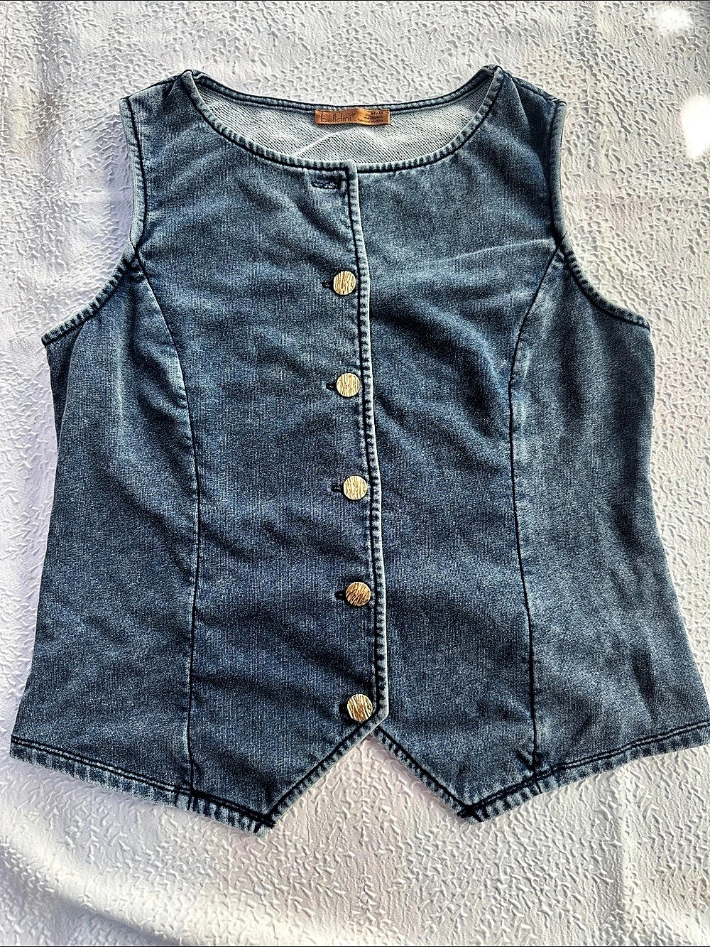 Belclini Denim Button Front Vest Size Medium